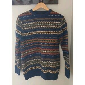 Barbour Pullover 100% Wool Fair Isle Sweater Size Medium Preppy Old Money Fall